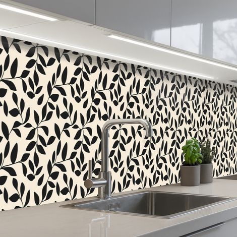 SCHIENALI CUCINA Elegante - Fantasia - Nero - Beige 350x60 cm