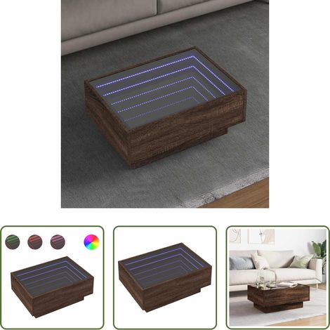 Holz Couchtisch - LED-Couchtisch Braun Eichen-Optik 70x50x30 cm Holzwerkstoff (1/5)
