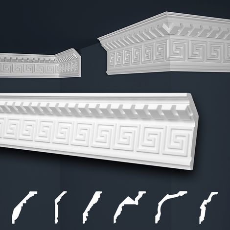 Moulures de stuc à motifs blancs, EPS Styropor ajustement forme, Paquets d'épargne Marbet série B: B-25 / 37x100mm, 50 Mètres / 25 Bandes