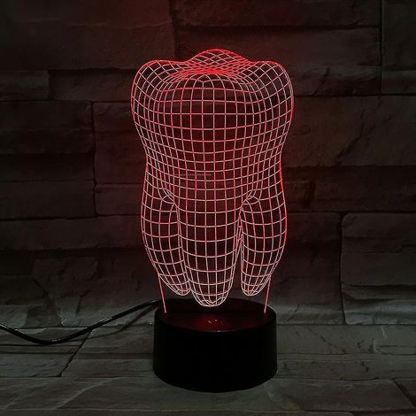 Veilleuse LED 3D en forme de dents, lampe de table pour chambre d'enfant