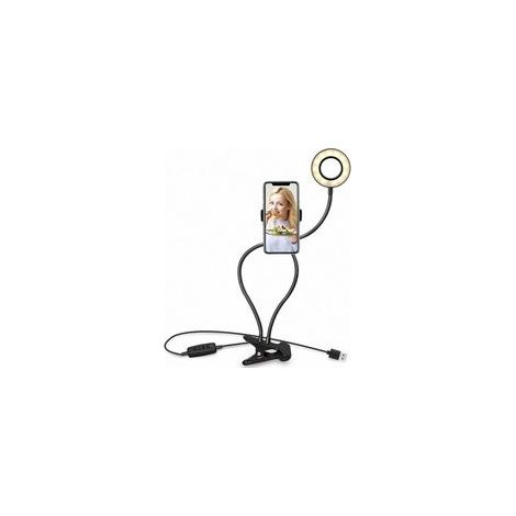 Éclairage d'accentuation, lampe à piles, lampe de table 15 cm avec pince, lumière d'appoint, anneau lumineux pliable pour selfies, noir