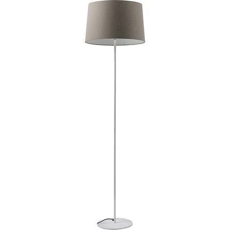 Lampadaire Vivien Blanc avec Abat-Jour Conique Gris Tourterelle E27 IP20 48cm - Lampadaire en Métal et Tissu pour Intérieur - Groupe Rossini (1/5)