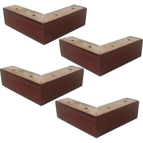 Lot de 4 pieds de meubles en bois massif en forme de L. pour table de chevet. table à thé. meuble de rechange (sans vis) (1/4)