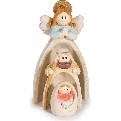 Personaggi del Presepe / Sacra Famiglia componibili in resina, set da 6 pezzi, cm 4,5 x 3 x 8 H