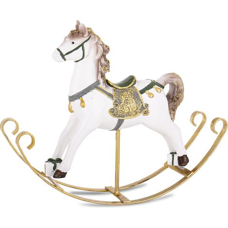 Figurine de cheval à bascule, décoration de Noël rétro, 17,5 x 22 x 5 cm (1/5)