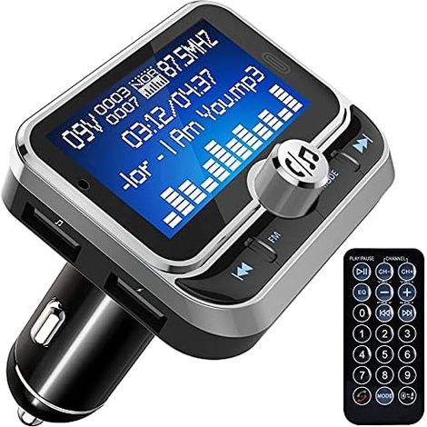 Trasmettitore FM Bluetooth per auto, adattatore radio FM Bluetooth wireless con schermo da 1,8 pollici, caricatore USB a 2 porte per auto, kit lettore musicale per auto (1/5)