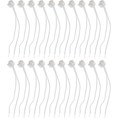 Lot de 20 Douilles de Lampe Céramique Blanches Compatibles Ampoules Halogènes Gu5.3 Mr16 avec Câble en Silicone Résistant la Chaleur pour Éclairage Intérieur (1/5)