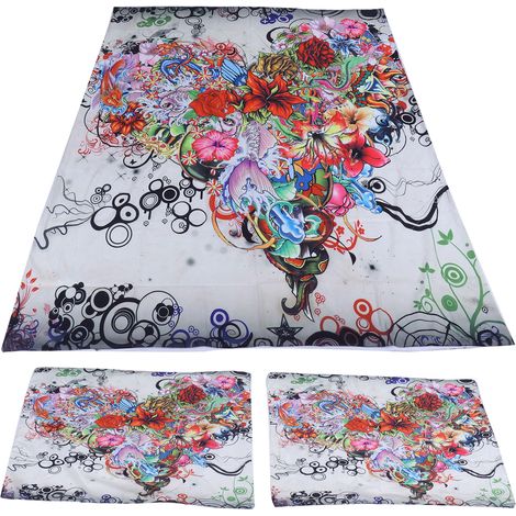 Parure de lit fleurie de luxe en fibres de polyester, housse de couette 135x200cm avec taie d'oreiller, kit literie pour chambre à coucher