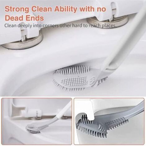 Brosse Wc - Design Triangulaire - Manche Long En Pp - Tete En Silicone Tpr - Pour Cuve Wc Lavabo Baignoire - 1 Pièce (1/5)