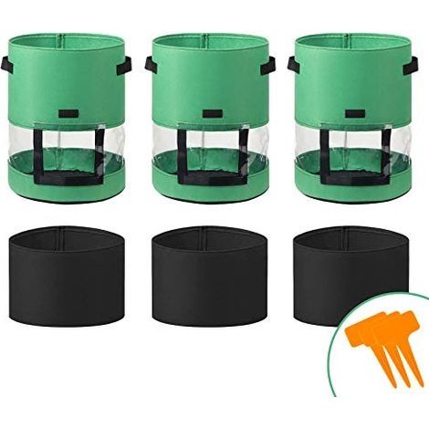 Sac Pomme De Terre Culture, Sac De Plantation Jardin, Bac Potager Exterieur, Terreau Plante Intérieur Rempotage Potager Balcon Fruit Composteur, 7gallon/10gallon (10gallon-3pcs, Vert) (1/5)