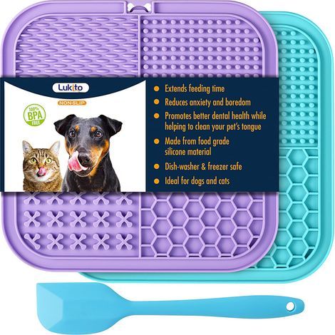 Juego de 2 alfombrillas para lamer con rascador, alimentación lenta, anti-ansiedad (1/5)