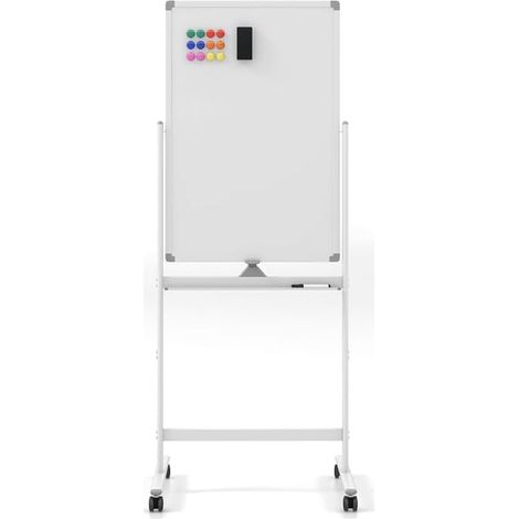 COSTWAY Pizarra Móvil Magnética en Seco 120 x 90 cm, Doble Cara, con Soporte sobre Ruedas Bloqueables, Giro de 360 °, Altura Ajustable, Pizarra Blanca, Oficina, Escuela, Institución (blanco 120x60 cm) (1/5)