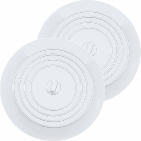 Bouchons pour Baignoire Silicone Bouchon evier de Cuisine 15,3 CM de Diamètre pour Les Cuisines, Salles de Bains et Blanchisseries Bouchon de Vidange (2PCS, Blanc) (1/4)
