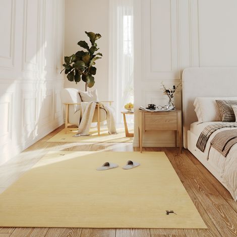 Tapis Gabbeh indien Tapis Asteria - Tapis en laine  - 90x60cm, Rectangular - 100% Laine vierge - Tissé main - Beige