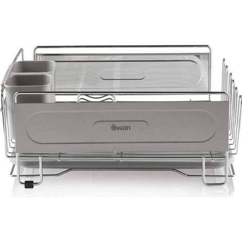 Swan SWKA5050N Dish Rack, Rust Resistant Dish Drainer with Anti Slip Feet and Drip Tray, Chrome