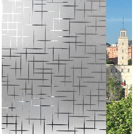Film Décoratif Fenêtre Croix   60x200 cm   Brise vue Adhésif, Anti UV, Facile à Poser