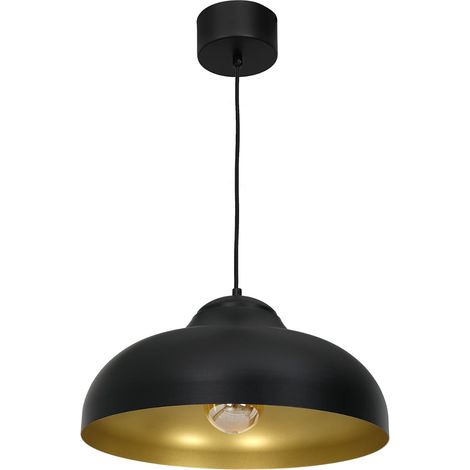 Lampada sospesa nera interno oro E27 Basca Luminex