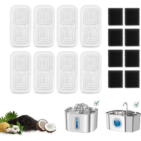 Lot de 16 filtres de Rechange (Plastique)/Éponges(8+8) (1/5)