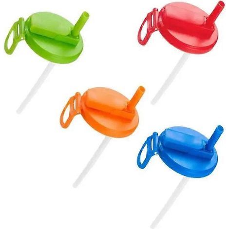 Set of 4 soda can lids in 4 different colors with straw, reusable silicone lid for soda cans with straw - AquaForge (1/5)