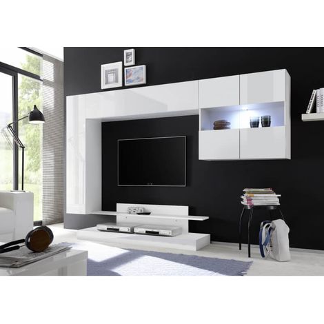 Ensemble TV mural design blanc laqué Camargue (1/4)