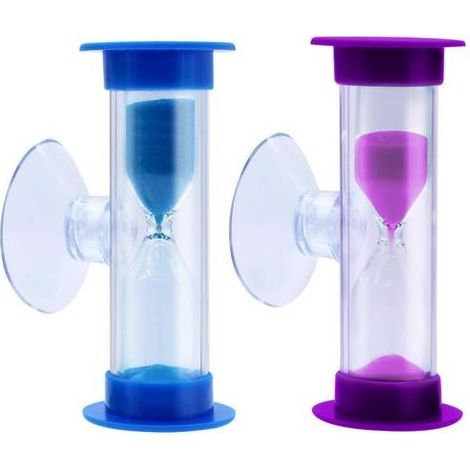 2 Pièces Sablier Minuterie avec Ventouse, 3 et 2 Minutes pour Brossage de Dents Enfant, Couleur Enfants, Horloge Gestion du Temps pour Jeux, Exercice, Etude (1/5)