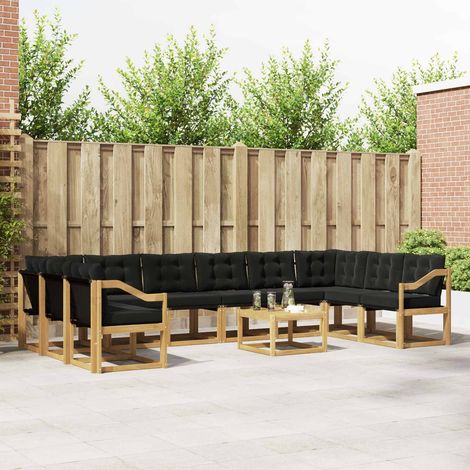 vidaXL Ensemble de canapés d'extérieur 11 pcs Blanc et noir (1/5)