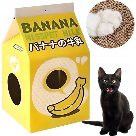 Griffoir pour chat, lit en carton, brique de lait coréen, lait à la banane (1/5)