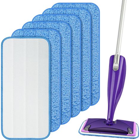 6 recharges pour balai à franges – Chiffons pour tous types de sols – Utilisation humide et sèche – Tommy Blue 01 (1/5)