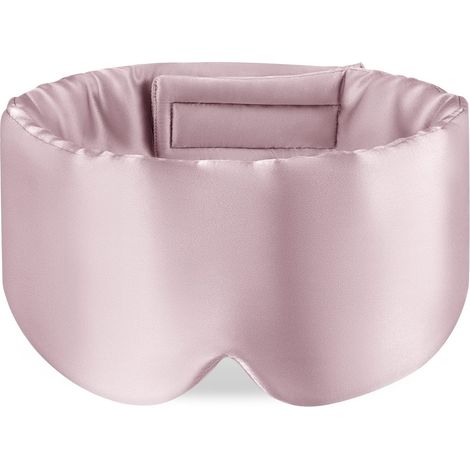 Masque de sommeil 100% soie de mûrier avec bandeau réglable pour hommes et femmes, grand masque de sommeil et bandeau pour dormir la nuit, voyager et sieste, Rose (1/5)