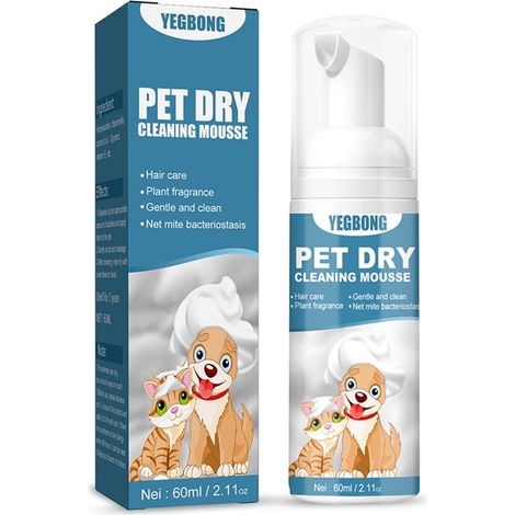 Shampoo Sec Pour Chien - 60 ml - Nettoyant Sans Eau Pour Animaux De Compagnie - Désodorisant Naturel À La Camomille Et Huile De Coco - 1 Pièce (1/5)