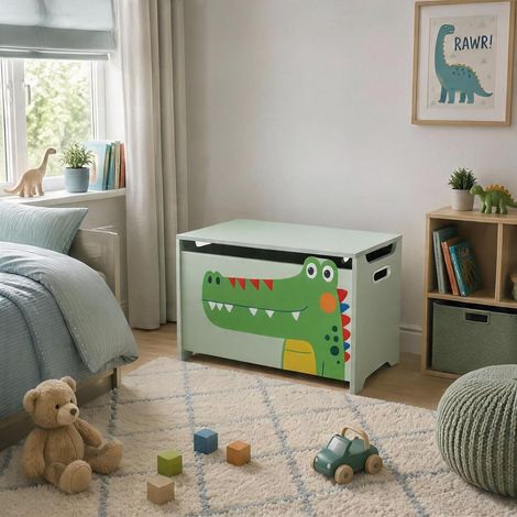 Gator Kids Storage Box Wooden Toy Bedroom Storage Chest With Lid - Green (1/5)