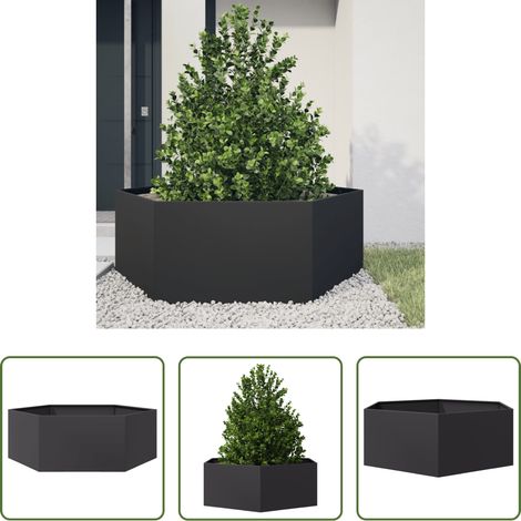 Pflanzkübel -  Pflanzkübel Schwarz Sechseckig 138x120x45 Stahl (1/5)