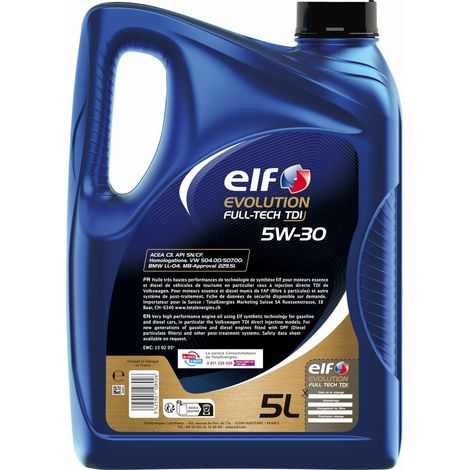 Huile moteur - ELF - EVOLUTION FULL-TECH TDI 5W-30 - 5L (1/2)