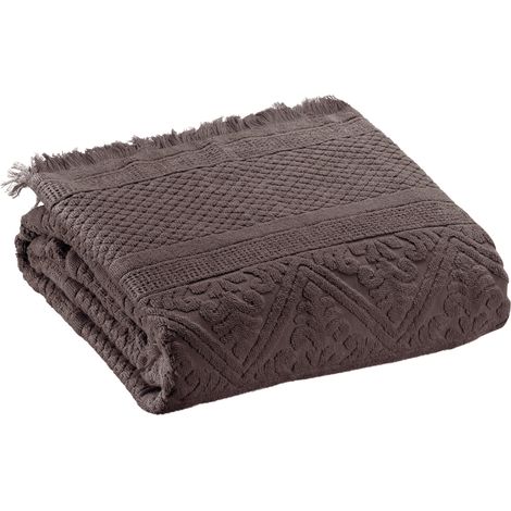 VIVARAISE - Drap de bain Vivaraise Zoé - Noir Ébène en Coton 100% (100 x 180 cm)