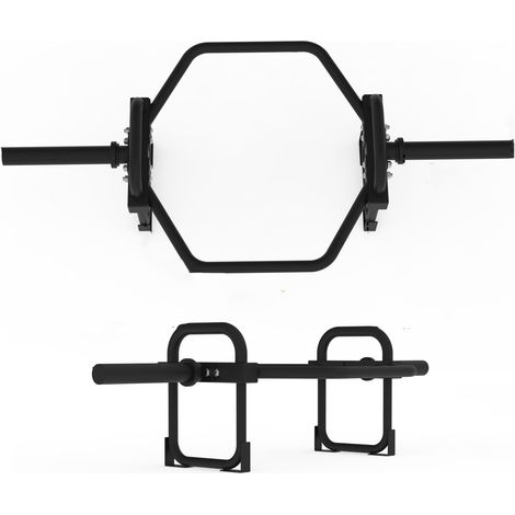 Barre Hex Trap robuste 400 lbs avec pieds – Double prise ergonomique – Pour force, soulevés de terre, squats, shrugs, presses épaules – Ordinary weight lifter with feet