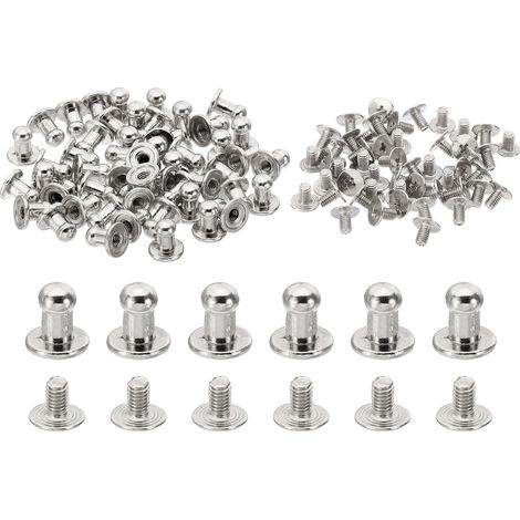 50 Ensembles Clous de 5 mm pour Vêtements Clous à Vis Ton Argenté (1/5)