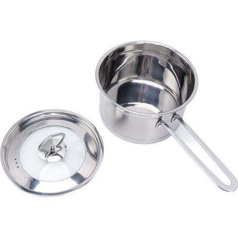 Edelstahl-Kochtopf mit einem Griff und Deckel, ideal für die heimische Küche. (1/5)