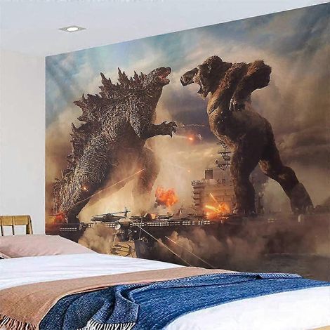 Godzilla-Wandteppich, Godzilla vs. Kong-Poster aus der Monsters-Reihe, Partyzubehör