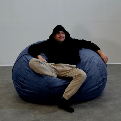 Pouf Géant Microsuède - 140 cm - Banabag Bleu nuit Bananair (1/5)