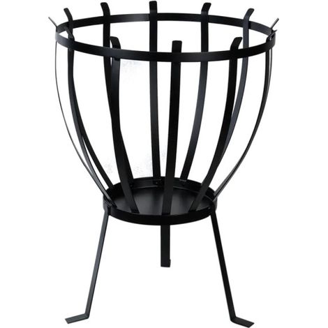 Braséro/panier Semi-Elliptique - Métal Noir - 40 x 40 x H 55,3 cm - Livraison gratuite