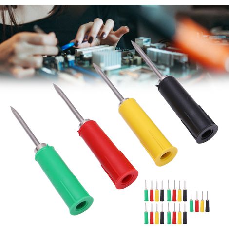 Adaptateur pour sonde de multimètre (rouge, noir, jaune, vert) - 5 jeux disponibles (J.20014) - Adaptateur pour sonde de 2 mm vers fiche banane de 4 mm (DIY). (1/5)