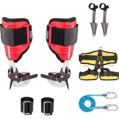 Mophorn Set per arrampicata sugli alberi, regolabile con cinghie e protezioni per punte, capacità di carico fino a 159 kg, speroni in alluminio durevoli, ideale per la raccolta della frutta