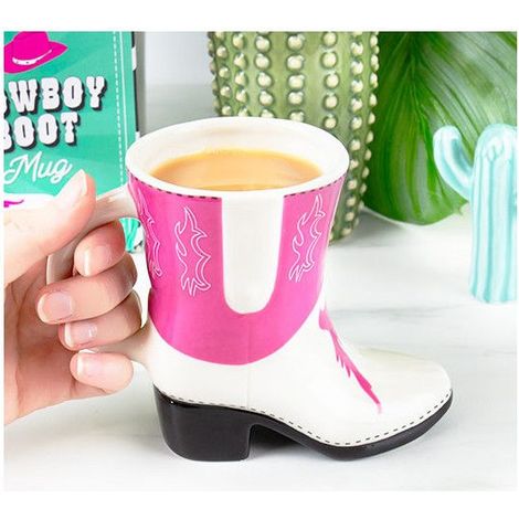 Tasse - GIFT REPUBLIC - Cowboy-Stiefel - Keramik - Rosa und Weiß - 300 ml