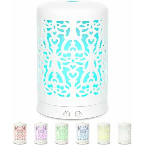 Aromatherapy Humidifier with Essential Oil Diffuser: White Ceramic Aroma Diffuser for Home, Bedroom, Office - Bedroom - Small Scent to (1/5)
