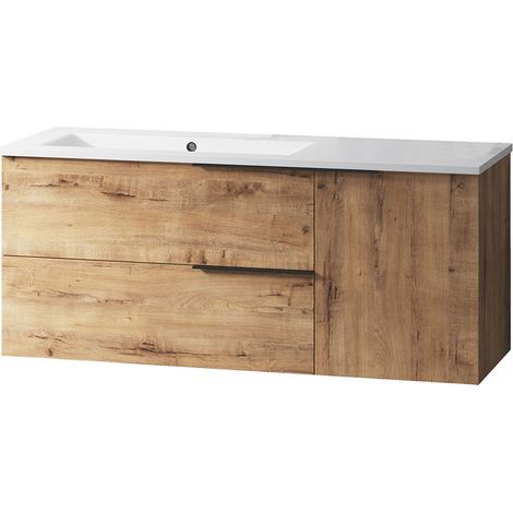 Kibath Mueble de baño con Lavabo TRIBU 100x45 cm acabado ROBLE OSTIPPO mate 2 cajones suspendido (1/5)