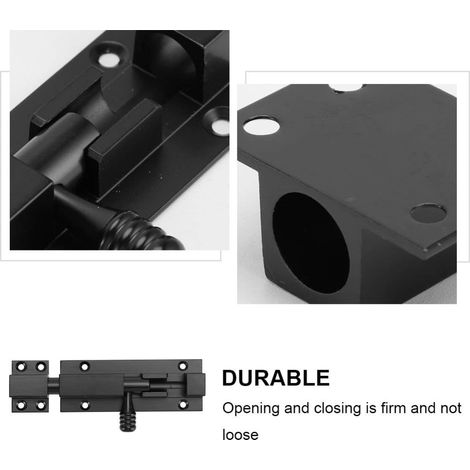 JSSEVN - Black Aluminum Alloy Bolt Locking Latch, Door Barrel Bolts, Sliding Security Locks, Latch with 8 Screws (1/5)