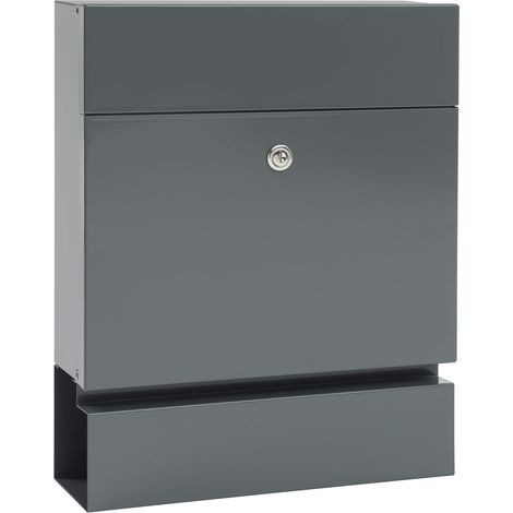 Boîte aux lettres avec porte-journaux (gris basalte, avec serrure de sécurité, dimensions 400 x 350 x 140 mm) (1/5)