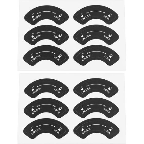 Lot de 12 autocollants de direction de déverrouillage côté droit pour intérieur lieux publics serrure de porte 4,5 x 1,7 cm (1/5)