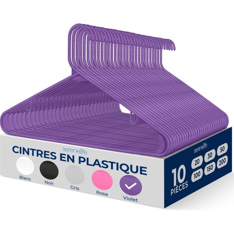 Cintres en Plastique Antidérapants Porte-Vêtement Fins et Gain de Place pour Chemises, Pulls, Sweats, Vêtements Enfants et Robes Ultra-Fins Légers Lot de 10 Violet (1/5)