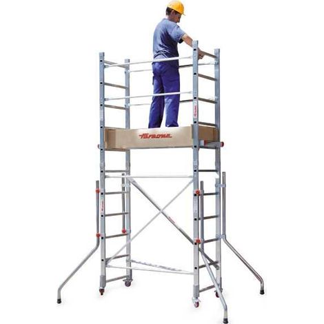 Andamio de aluminio con ruedas y plataforma de 140x60 cm. Altura de trabajo H150CM RAPIDO140-H150CM FARAONE (1/5)